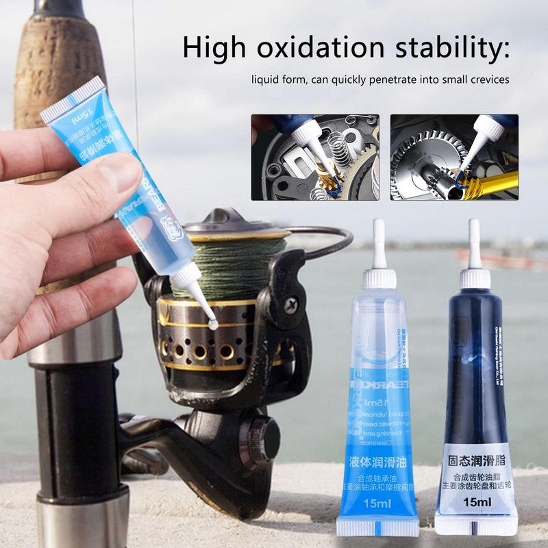 Reel Oil - 釣り用リールオイルとプルベイトパック,潤滑剤,リールクリーナー,バスティンググリース,すべてのタイプの釣りリール,15ml, 2個